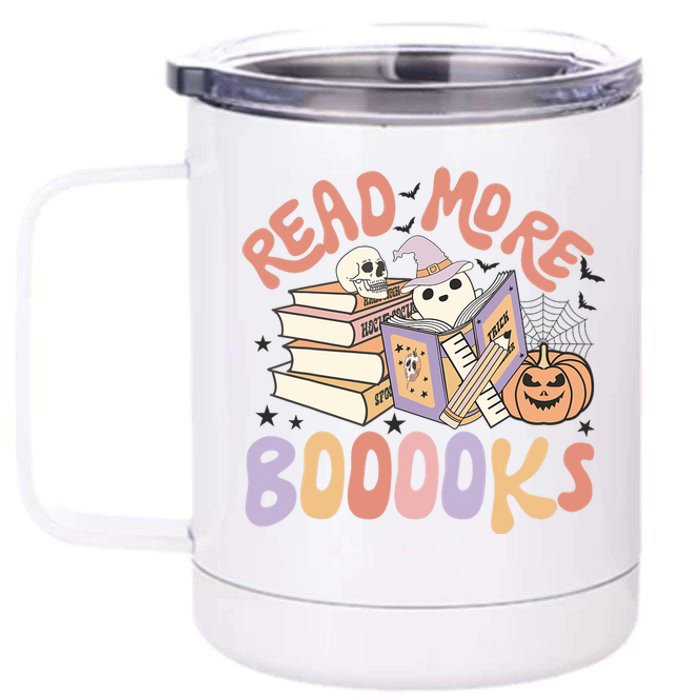 Cute Booooks Ghost Read More Books Funny Teacher Halloween 12 oz Stainless Steel Tumbler Cup