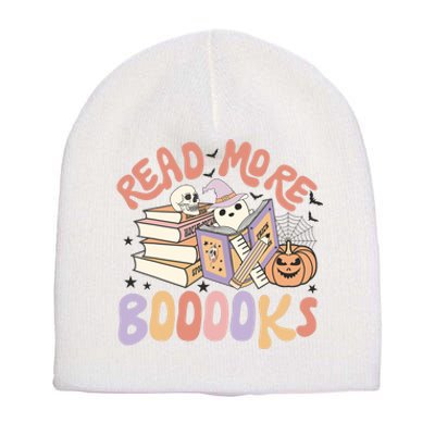 Cute Booooks Ghost Read More Books Funny Teacher Halloween Short Acrylic Beanie