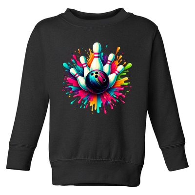 Colorful Bowling Game Day Bowling Cute Colorsplash Ball Toddler Sweatshirt