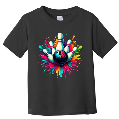 Colorful Bowling Game Day Bowling Cute Colorsplash Ball Toddler T-Shirt