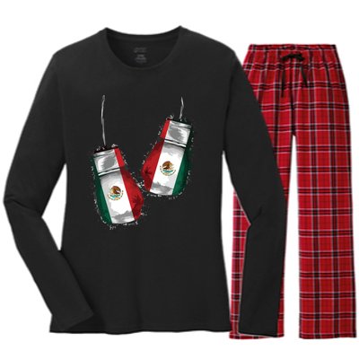 Chicano Boxers Gear Fans Mexican Flag Gloves Mexico Boxing Women's Long Sleeve Flannel Pajama Set 