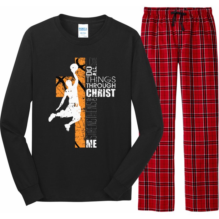 Christian Basketball Gift Philippians 413 Long Sleeve Pajama Set