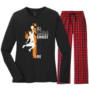 Christian Basketball Gift Philippians 413 Women's Long Sleeve Flannel Pajama Set 