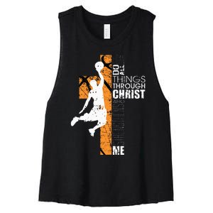 Christian Basketball Gift Philippians 413 Women's Racerback Cropped Tank