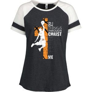 Christian Basketball Gift Philippians 413 Enza Ladies Jersey Colorblock Tee