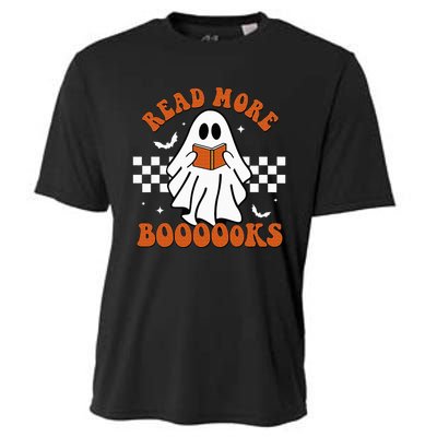 Cute Booooks Ghost Read More Books Funny Teacher Halloween Cooling Performance Crew T-Shirt