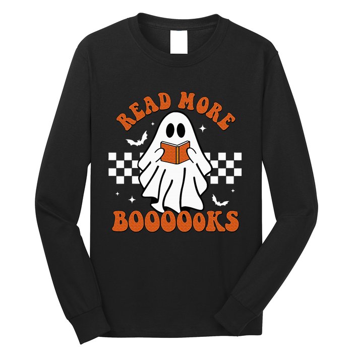 Cute Booooks Ghost Read More Books Funny Teacher Halloween Long Sleeve Shirt