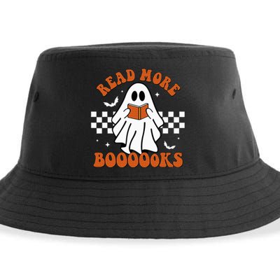 Cute Booooks Ghost Read More Books Funny Teacher Halloween Sustainable Bucket Hat