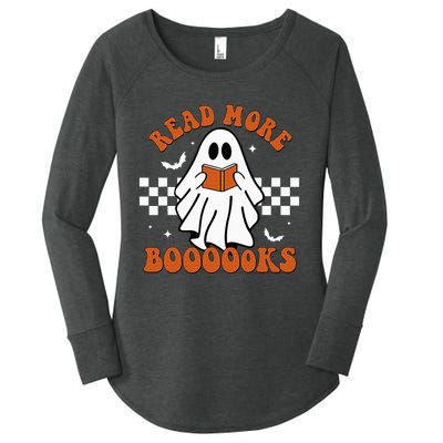 Cute Booooks Ghost Read More Books Funny Teacher Halloween Women's Perfect Tri Tunic Long Sleeve Shirt