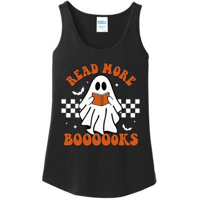 Cute Booooks Ghost Read More Books Funny Teacher Halloween Ladies Essential Tank