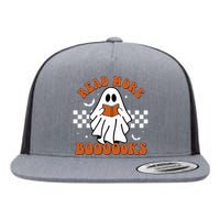 Cute Booooks Ghost Read More Books Funny Teacher Halloween Flat Bill Trucker Hat