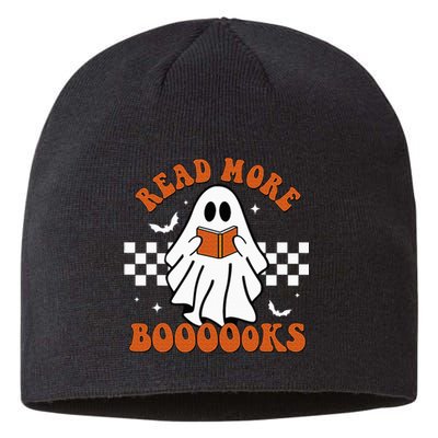 Cute Booooks Ghost Read More Books Funny Teacher Halloween Sustainable Beanie