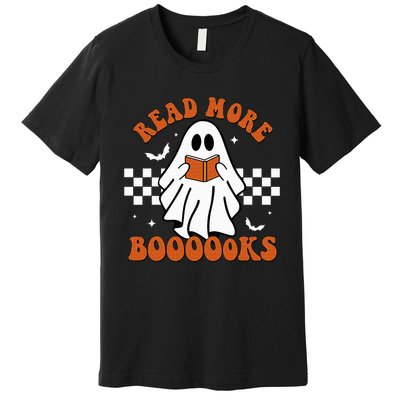 Cute Booooks Ghost Read More Books Funny Teacher Halloween Premium T-Shirt