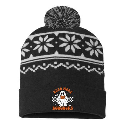 Cute Booooks Ghost Read More Books Funny Teacher Halloween USA-Made Snowflake Beanie