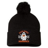 Cute Booooks Ghost Read More Books Funny Teacher Halloween Pom Pom 12in Knit Beanie