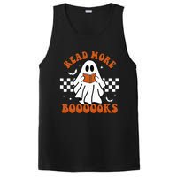 Cute Booooks Ghost Read More Books Funny Teacher Halloween PosiCharge Competitor Tank