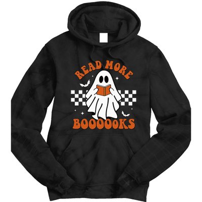 Cute Booooks Ghost Read More Books Funny Teacher Halloween Tie Dye Hoodie