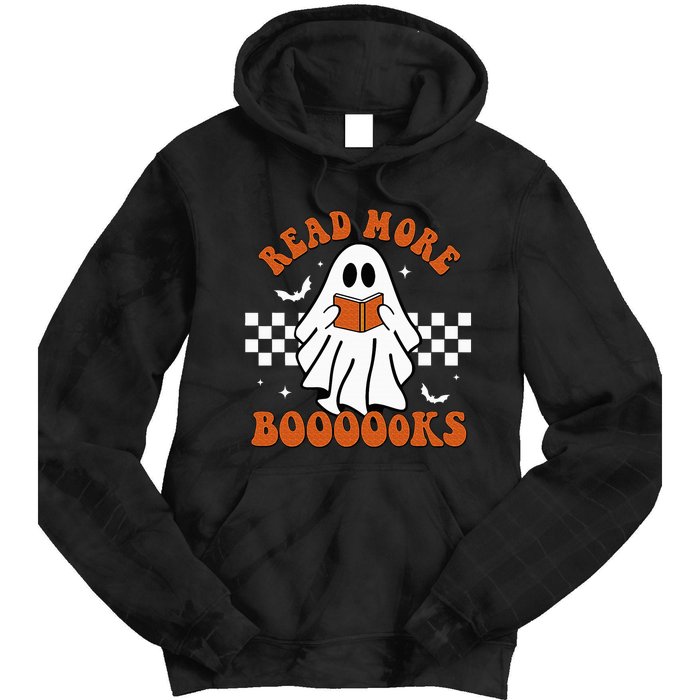 Cute Booooks Ghost Read More Books Funny Teacher Halloween Tie Dye Hoodie