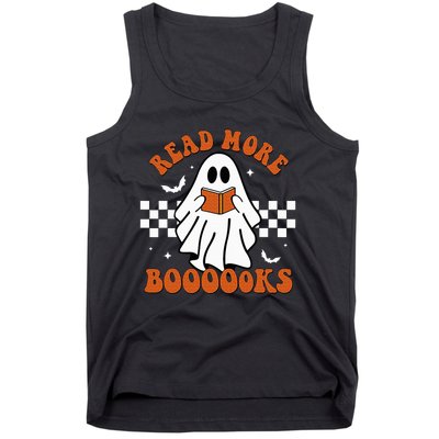 Cute Booooks Ghost Read More Books Funny Teacher Halloween Tank Top