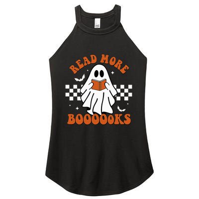 Cute Booooks Ghost Read More Books Funny Teacher Halloween Women's Perfect Tri Rocker Tank