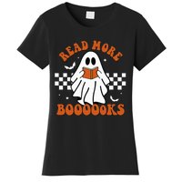 Cute Booooks Ghost Read More Books Funny Teacher Halloween Women's T-Shirt