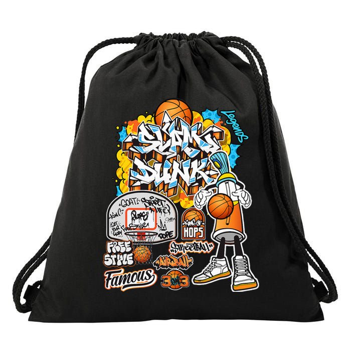 Cool Basketball Graffiti Style Illustration Drawstring Bag