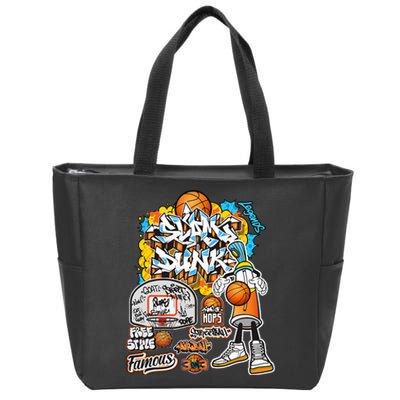 Cool Basketball Graffiti Style Illustration Zip Tote Bag