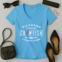 Crawfish Boil Gift Weekend Forecast Cajun And Beer Party Meaningful Gift Women's V-Neck T-Shirt