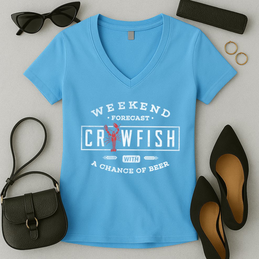 Crawfish Boil Gift Weekend Forecast Cajun And Beer Party Meaningful Gift Women's V-Neck T-Shirt