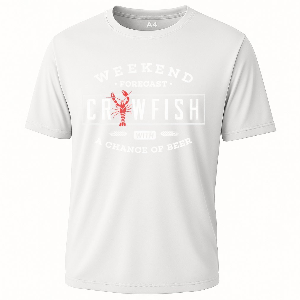 Crawfish Boil Gift Weekend Forecast Cajun And Beer Party Meaningful Gift Cooling Performance Crew T-Shirt