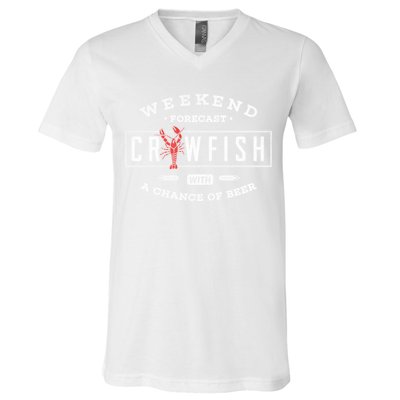 Crawfish Boil Gift Weekend Forecast Cajun And Beer Party Meaningful Gift V-Neck T-Shirt