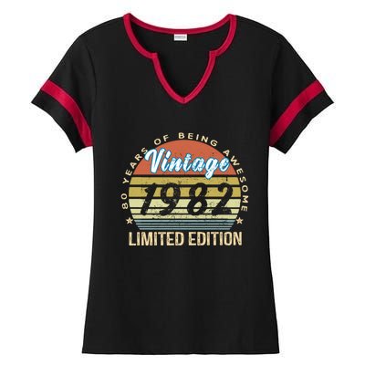 Cool Birthday Gift Vintage 1982 Limited Edition Ladies Halftime Notch Neck Tee