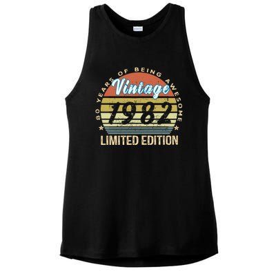 Cool Birthday Gift Vintage 1982 Limited Edition Ladies PosiCharge Tri-Blend Wicking Tank