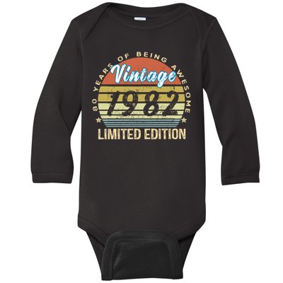 Cool Birthday Gift Vintage 1982 Limited Edition Baby Long Sleeve Bodysuit