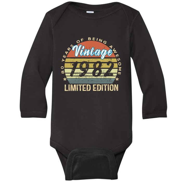 Cool Birthday Gift Vintage 1982 Limited Edition Baby Long Sleeve Bodysuit