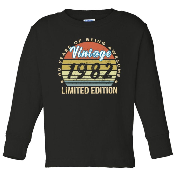 Cool Birthday Gift Vintage 1982 Limited Edition Toddler Long Sleeve Shirt