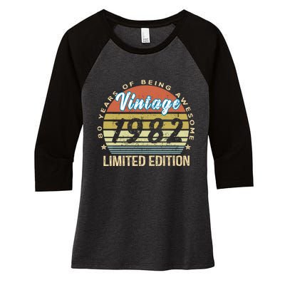 Cool Birthday Gift Vintage 1982 Limited Edition Women's Tri-Blend 3/4-Sleeve Raglan Shirt