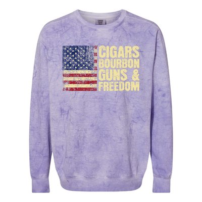 Cigars Bourbon Guns And Freedom American Flag Colorblast Crewneck Sweatshirt