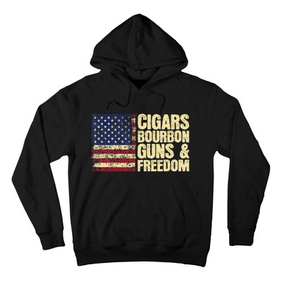 Cigars Bourbon Guns And Freedom American Flag Hoodie