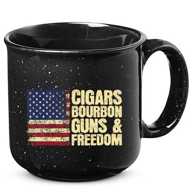 Cigars Bourbon Guns And Freedom American Flag 15oz Campfire Ceramic Mug