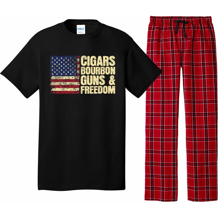 Cigars Bourbon Guns And Freedom American Flag Pajama Set