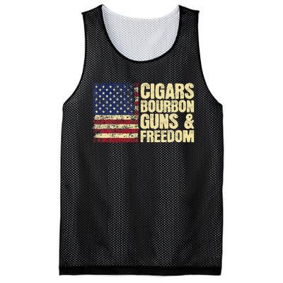 Cigars Bourbon Guns And Freedom American Flag Mesh Reversible Basketball Jersey Tank