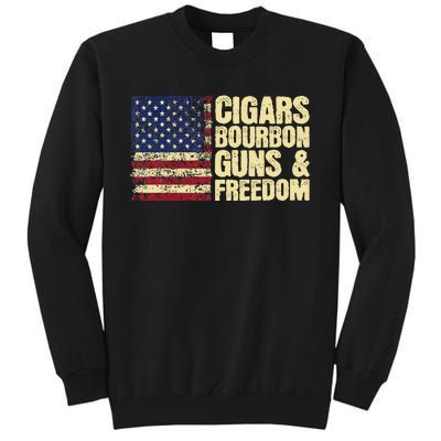 Cigars Bourbon Guns And Freedom American Flag Tall Sweatshirt