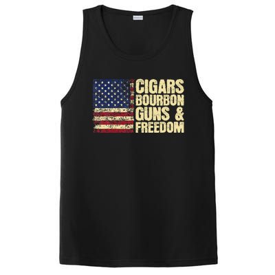 Cigars Bourbon Guns And Freedom American Flag PosiCharge Competitor Tank