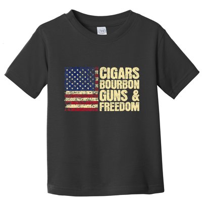 Cigars Bourbon Guns And Freedom American Flag Toddler T-Shirt