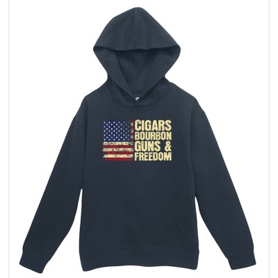 Cigars Bourbon Guns And Freedom American Flag Urban Pullover Hoodie