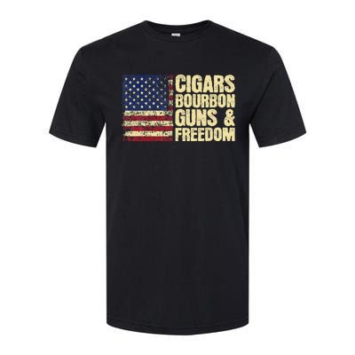 Cigars Bourbon Guns And Freedom American Flag Softstyle® CVC T-Shirt