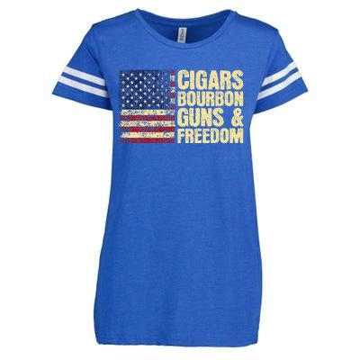 Cigars Bourbon Guns And Freedom American Flag Enza Ladies Jersey Football T-Shirt