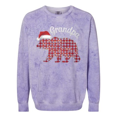 Christmas Bear Grandpa Xmas Buffalo Lights Holiday Gift Colorblast Crewneck Sweatshirt