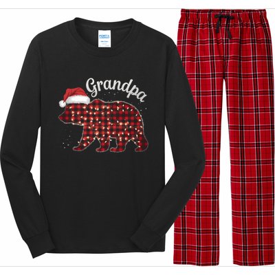 Christmas Bear Grandpa Xmas Buffalo Lights Holiday Gift Long Sleeve Pajama Set